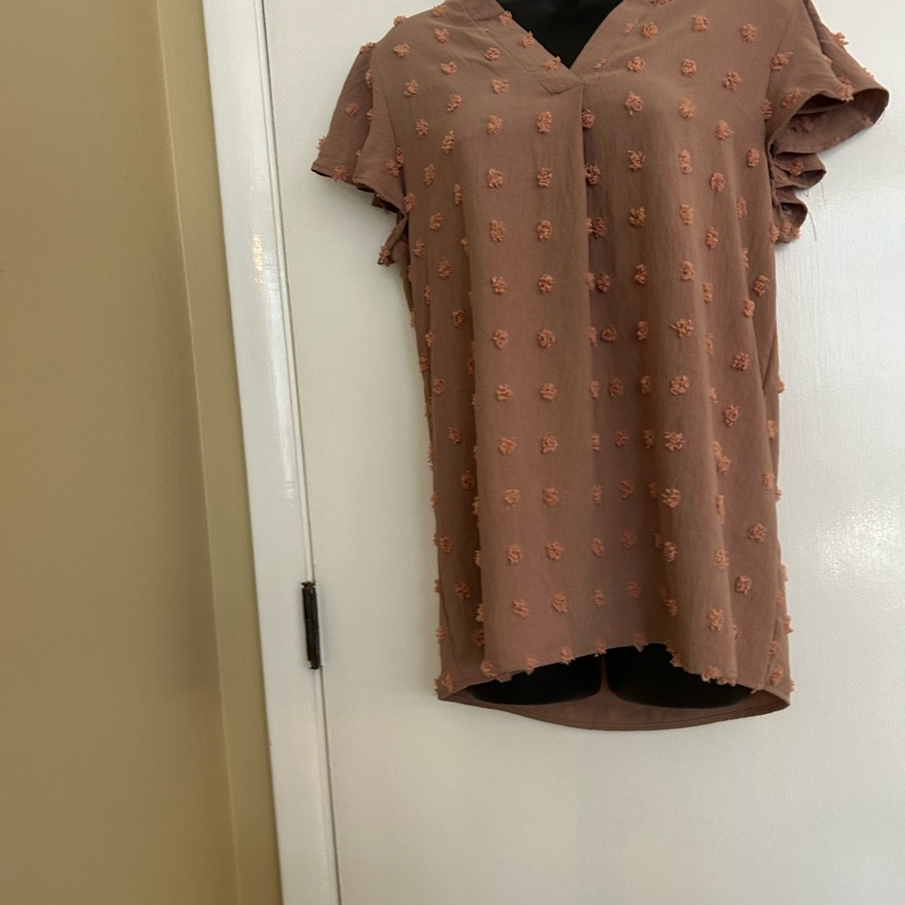 Chic Ruffled Brown Blouse